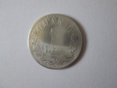 Romania 1 Leu 1874 argint in stare slaba foto