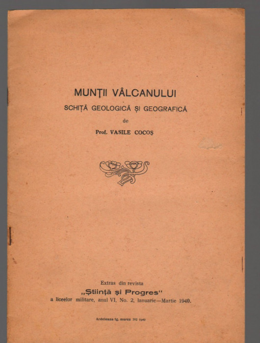 (C8055) MUNTII VALCANULUI DE VASILE COCOS, SCHITA GEOLOGICA, 1940