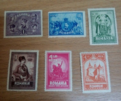Romania 1929 &amp;ndash; 10 ANI UNIREA TRANSILVANIEI, serie cu SARNIERA, K135 foto