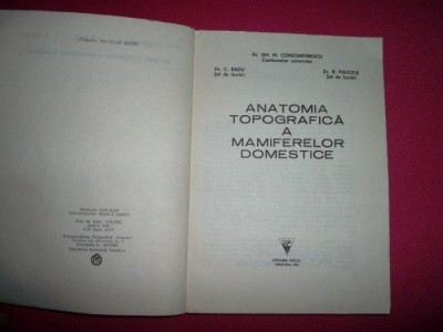 Anatomia topografica a mamiferelor domestice - Gh. M. Constantinescu foto