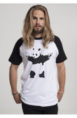 Banksy Panda Raglan Tee alb-negru S foto