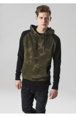 Camo Contrast Raglan Hoody oliv-camuflaj-negru M foto