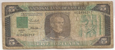 LIBERIA 5 DOLLARS DOLARI 1989 U foto