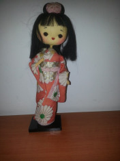 Papusa de colectie material textil fata cusuta-Kyugetsu Doll-Japonia foto