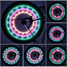 Joc lumini roata bicicleta, 32 LED-uri multicolore, 32 modele, senzor miscare foto