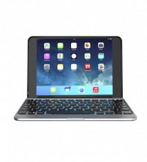 Husa cu tastatura iluminata ZAGG Slim Book, Wireless Bluetooth pentru Apple mini 4, Black/Silver foto