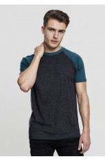 Raglan Contrast Tee gri carbune-bleu M foto