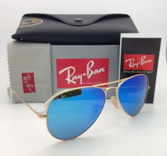 Ochelari Ray Ban Aviator 3025 112/17 Rama aurie Lentile Albastru Oglinda foto