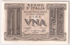 ITALIA 1 LIRA REGNO D&amp;#039;ITALIA 1939 UNC foto
