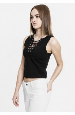 Ladies Lace Up Cropped Top negru XS foto