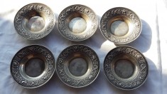 argint SET MASIV 6 FARFURII 1900 art nouveau FRANTA splendid UNIC de COLECTIE