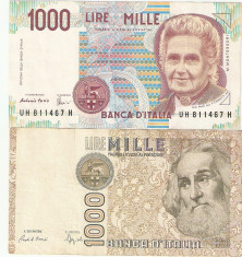 ITALIA - Lot 2 bancnote 1.000 lire foto