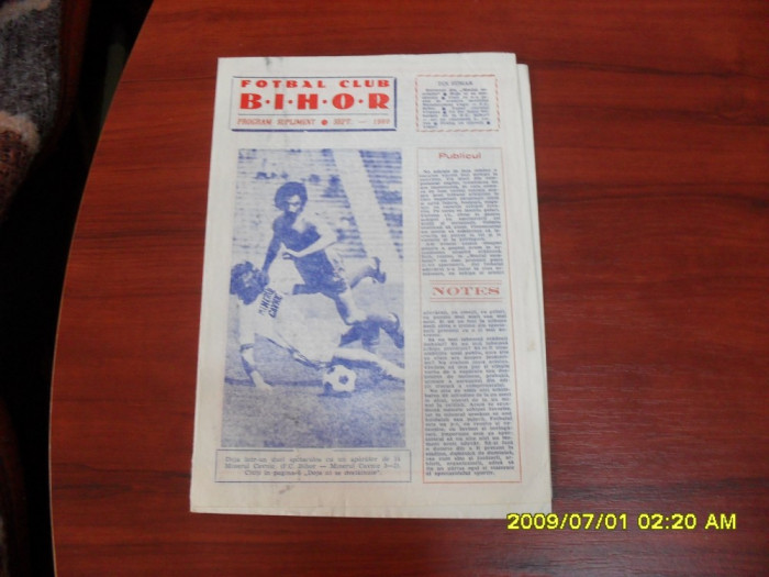 PROGRAM - supliment FC Bihor sept. 1980