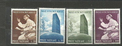 Vatican 1965 - VIZITA PAPEI PAUL VI LA ONU, serie nestampilata F107 foto