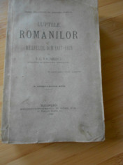 T. C. VACARESCU--LUPTELE ROMANILOR IN RESBELUL DIN 1877-1878 ; 1887 foto