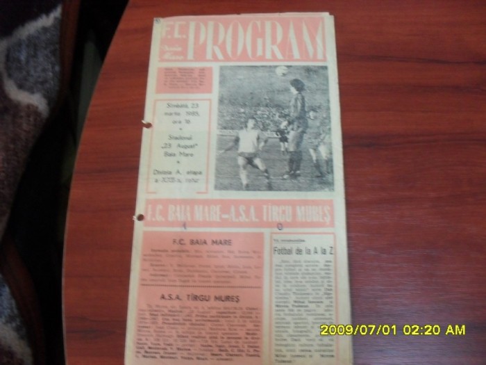 PROGRAM FC Baia Mare - ASA TG. Mures