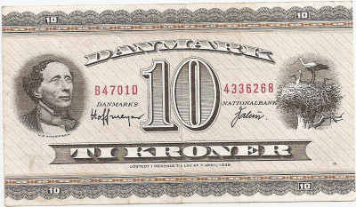 DANEMARCA 10 KRONER 1936 VF foto