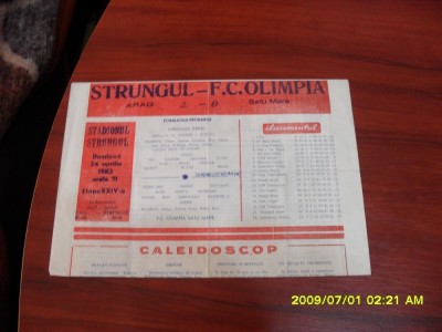PROGRAM Strungul Arad - Olimpia SM foto