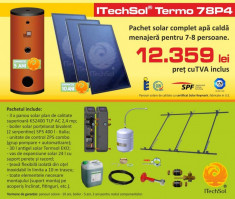 Pachet solar (kit) complet apa calda menajera pentru 7-8 persoane, 400 litri (ITechSol? Termo 78P4) foto