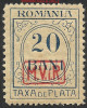 RARISIM VARIETATE-TAXA DE PLATA -SUPRATIPAR IN CASETA CU CIFRA 2 MICA 1918 MNH, Nestampilat