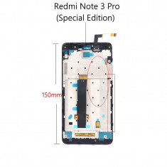 Ansamblu display touchscreen rama Xiaomi Redmi Note 3 Pro SE negru swap foto