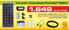 Kit (sistem) solar fotovoltaic ITechSol? 100W pentru iluminat 12V foto