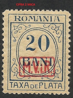 RARISIM-VARIETATE TAXA DE PLATA -SUPRATIPAR IN CASETA--CIFRA 2 MICA 1918 MNH foto