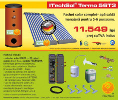 Pachet solar (kit) complet apa calda menajera pentru 5-6 persoane - calitate PREMIUM (ITechSol? Termo 56T3) foto