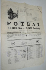 Program fotbal F. C. Inter Sibiu - F. C. Farul Constanta 18 noiembrie 1995 foto