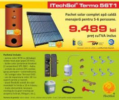 Pachet solar (kit) complet apa calda menajera pentru 5-6 persoane (ITechSol? Termo 56T1) foto