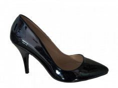 Pantof negru cu toc cui si varf ascutit, model clasic tip stiletto (Culoare: NEGRU, Marime: 36) foto