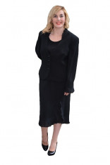 Costum elegant, negru simplu, disponibil in marimi mari (Culoare: NEGRU, Marime: 46) foto