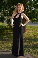 Rochie eleganta de ocazie, foarte sexi, cu design deosebit, pe negru (Culoare: NEGRU, Marime: 36) foto
