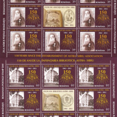 2011 LP1908 d ZIUA MARCII POSTALE BIBLIOTECA ASTRA SIBIU 2 MINICOLI 8TB+1VG MNH