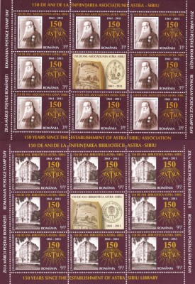 2011 LP1908 d ZIUA MARCII POSTALE BIBLIOTECA ASTRA SIBIU 2 MINICOLI 8TB+1VG MNH foto