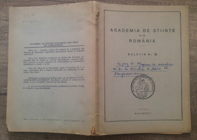 Academia de Stiinte din Romania, buletin nr. 13// 1946 foto