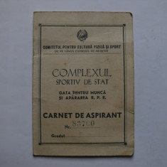 Carnet de aspirant GMA RPR, clubul Dinamo 2, 1951