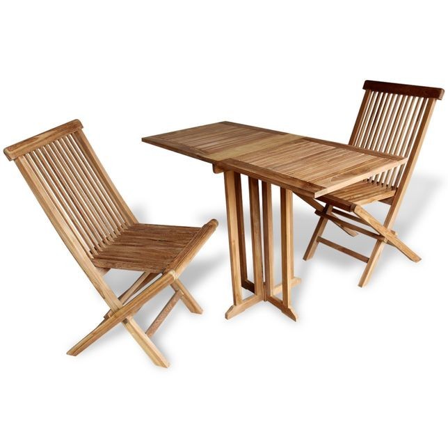 Set mobilier de balcon pliabil, 3 piese, lemn de tec foto mare Set mobilier de balcon pliabil, 3 piese, lemn de tec foto mare