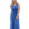 Rochie rafinata lunga, de culoare albastra, cu aspect de costum (Culoare: ALBASTRU, Marime: 40)