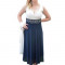 Rochie de seara, de lungime medie, bleumarin cu alb (Culoare: BLEUMARIN, Marime: 44)