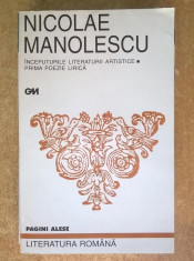 Nicolae Manolescu - Inceputurile literaturii artistice * Prima poezie lirica foto