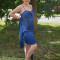 Rochie de seara foarte eleganta, cu garnituri de pietre, pe albastru (Culoare: ALBASTRU, Marime: 36)