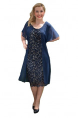 Rochie eleganta bleumarin, de lungime medie, masura mare (Culoare: BLEUMARIN, Marime: 54) foto