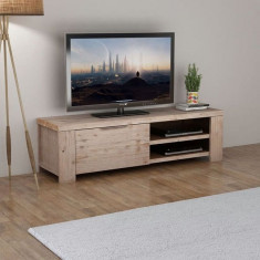 Comoda TV din lemn masiv de salcam ?lefuit 140x38x40 cm foto