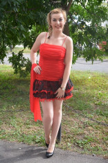 Rochie de ocazie mini, de culoare rosie, cu model de fronseuri (Culoare: ROSU, Marime: 36) foto