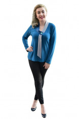 Bluza de ocazie, de culoare albastra cu maneca lunga (Culoare: ALBASTRU, Marime: 44) foto