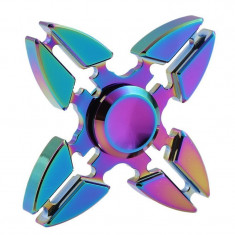 Spinner Fidget jucarie metalica, 4 brate, multicolor foto