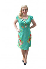 Rochie feminina de culoare verde, model imprimat in tesatura (Culoare: VERDE, Marime: 44) foto