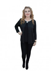 Bluza de dama, masura mare, de culoare neagra cu buline mici (Culoare: NEGRU, Marime: 46) foto