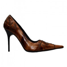 Pantof cu toc inalt, subtire si varf ascutit, elegant, nuanta maro (Culoare: MARO, Marime: 38) foto